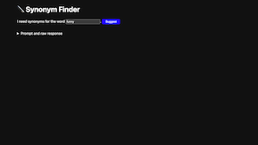 Screenshot of Synonym finder demo