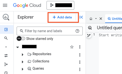 O elemento da interface &quot;Adicionar dados&quot;.