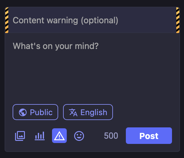 Compose form with optional Content Warning enabled