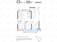 武汉城建·电建|汉悦府·朗境C3户型户型图