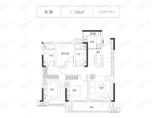 福天星中心建面约106平米户型户型图