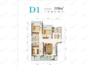 美好长江首玺D1户型户型图