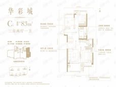 万科华彩城3室2厅1卫户型图