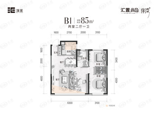 中旅万科城85平米户型户型图