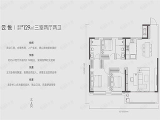 振业泊樾府129㎡户型户型图