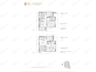 福星惠誉水岸国际澜桥公馆B1下叠户型户型图