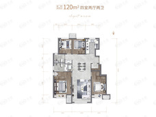 龙湖云河砚4室2厅2卫户型图