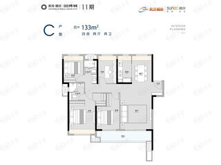 武汉润府D11地块C户型户型图