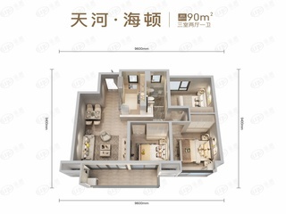 卧龙万诚府海顿90平户型户型图