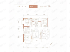 香山红叶3室2厅2卫户型图