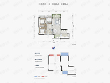 常青藤湖上初晴3室2厅1卫户型图