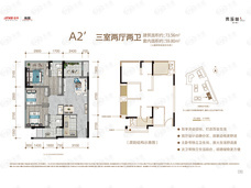 金科东原青溪林3室2厅2卫户型图