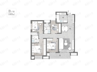电建地产·泷悦长安B户型户型图