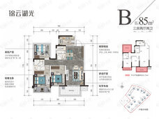 美的新希望锦云湖光3室2厅2卫户型图