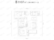 长投保利汉口印3室2厅1卫户型图