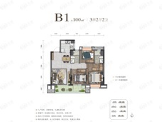 保利悦公馆3室2厅2卫户型图