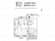 金辉世界城3室2厅2卫户型图