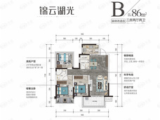 美的新希望锦云湖光3室2厅2卫户型图