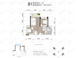 凯德九章B1户型户型图