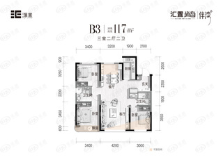 招商·瑞园117平米户型户型图