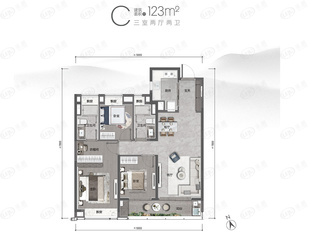 能建·长江华府C户型户型图