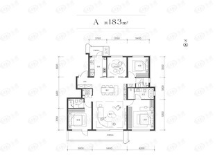 首开香溪郡A-183㎡奇数层户型图