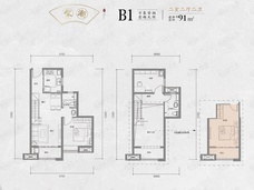 金地·城与城|棠境3室2厅2卫户型图