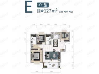 融侨滨江城|天域|美域E户型户型图