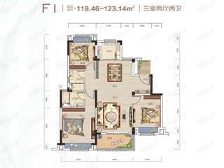 能建·长江华府F1户型户型图