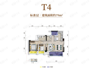 凯德九章洋房T4户型(79平米)户型图