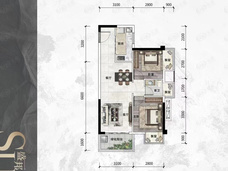 盛邦双悦湾2室2厅1卫户型图