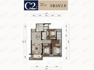 保利阅江台C2户型户型图