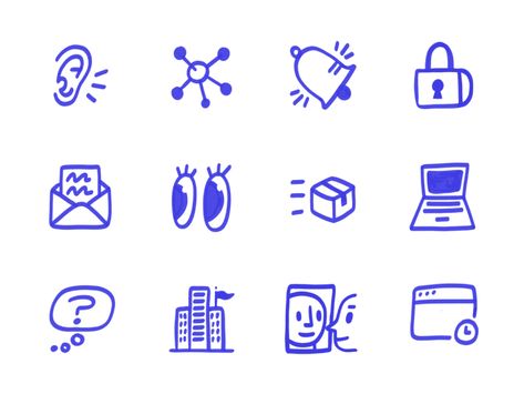 Hand Drawn Icons by Bryan Schuldt on Dribbble Disco Frog, Hand Drawn App Icons, Website Icon, Work Icon, Writing Icon, Drawn Icons, Inspiration Poster, Icon Set Design, Sketch Icon