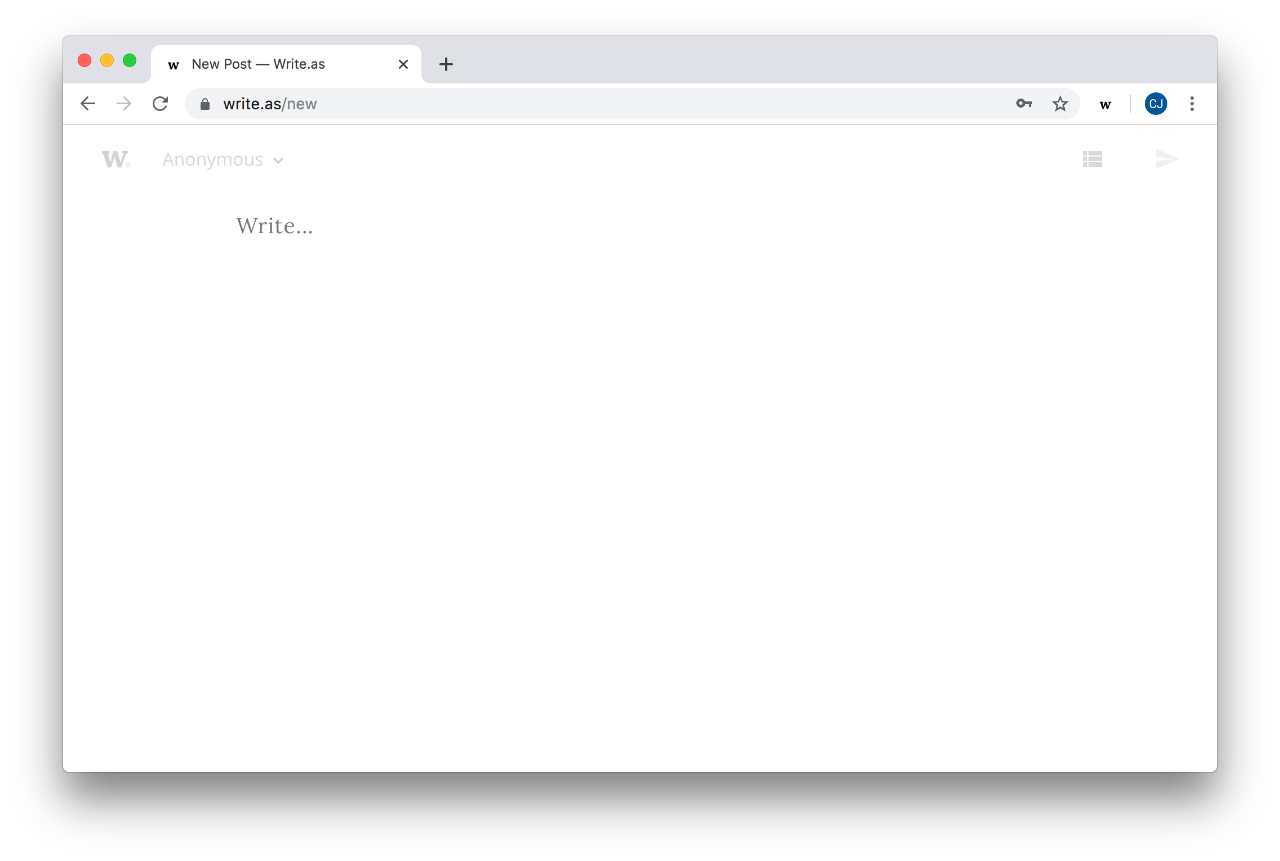 Preview of the WriteFreely editor