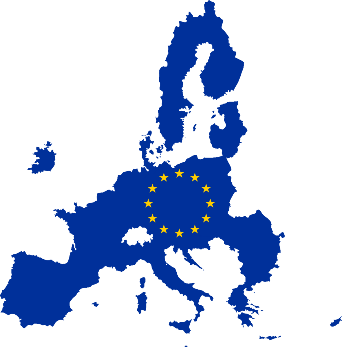 European Union flag overlayed upon map of European Union member nations