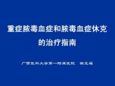 重症脓毒血症和脓毒血症休克的治疗指南