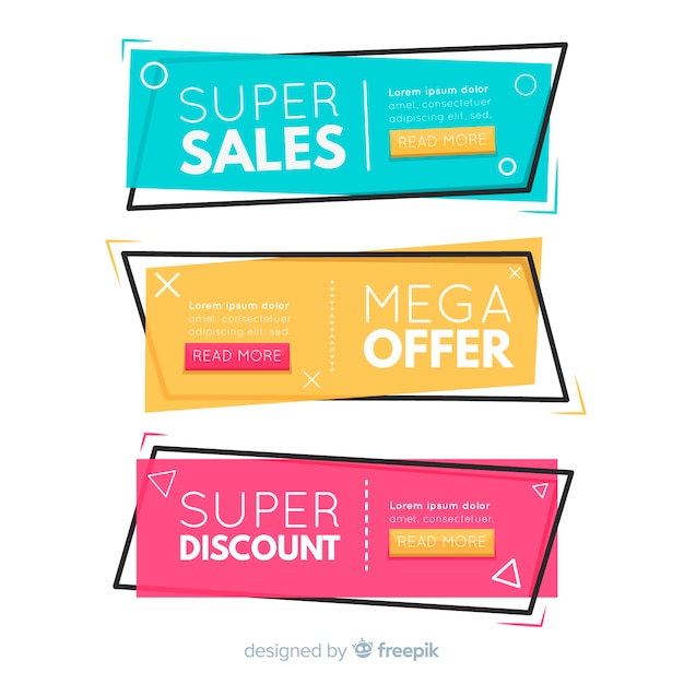 Free Vector geometric sale banners