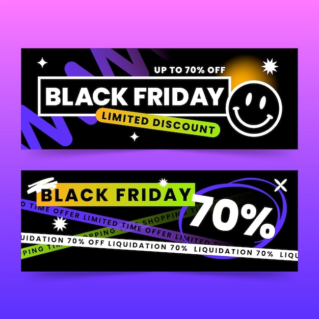 Flat black friday banners set