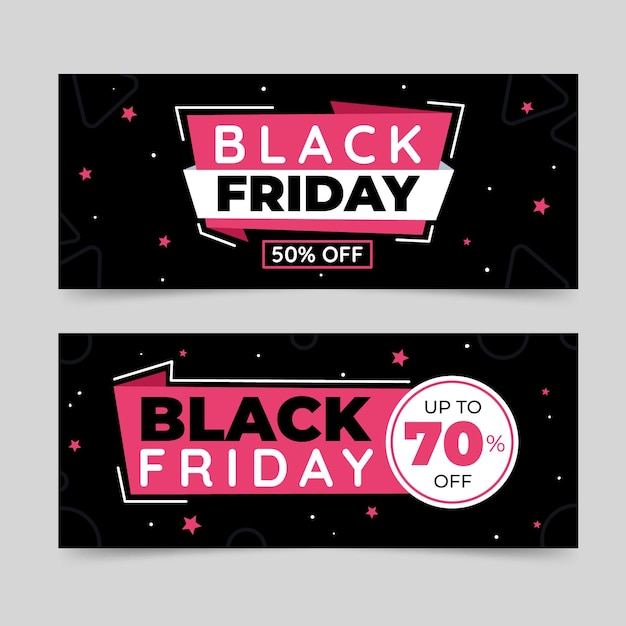 Flat black friday horizontal banners set