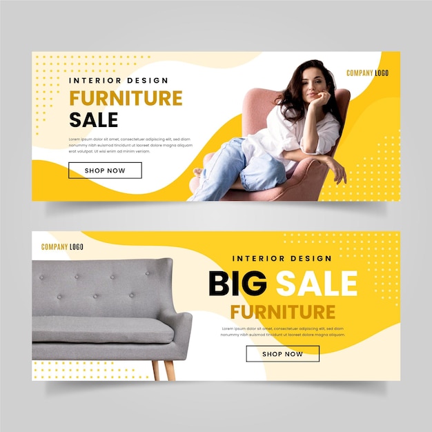 Free Vector organic flat furniture sale banner template