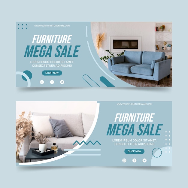 Free Vector organic flat furniture sale landing page with photo