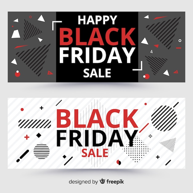 Modern set of black friday banners with flat design