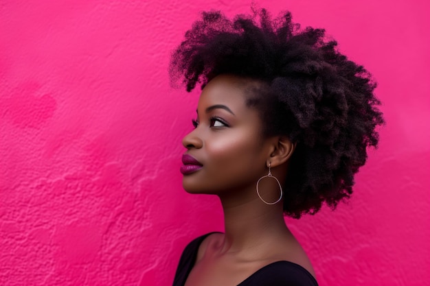 Gorgeous Black Woman Radiating Confidence And Elegance Against A Vibrant Pink Background