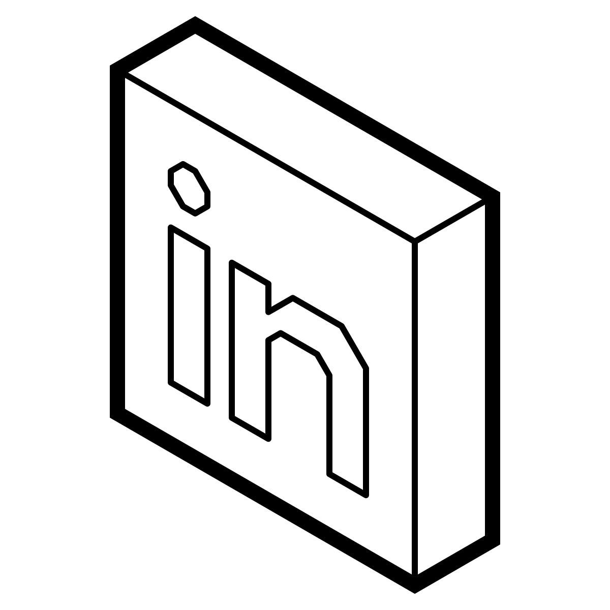 isometric line style linkedin icon