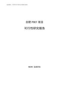 合肥POCT项目可行性研究报告参考范文