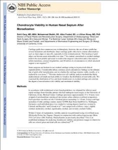 Chondrocyte viability in human nasal septum after morselization（鼻裂后人鼻中隔中软骨细胞的活力）