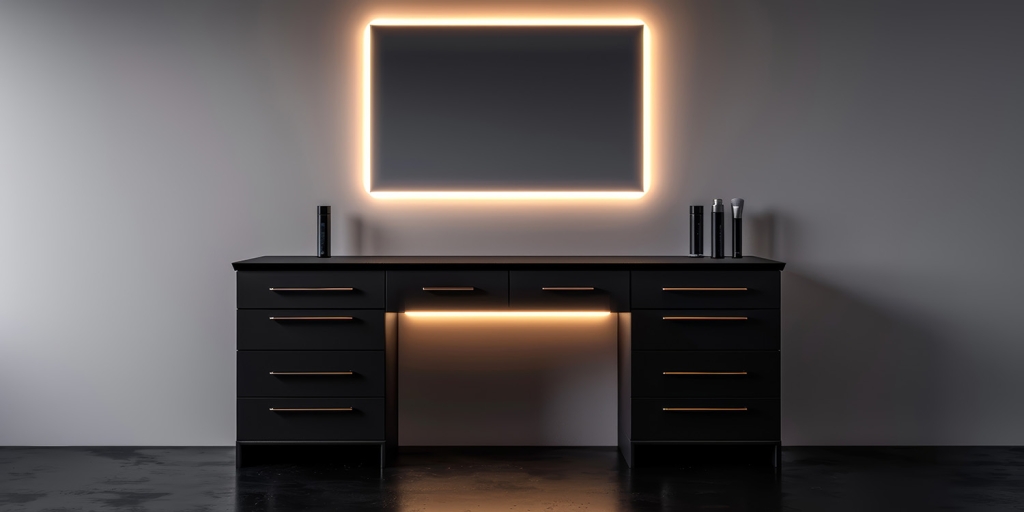 Black Desk with Drawers