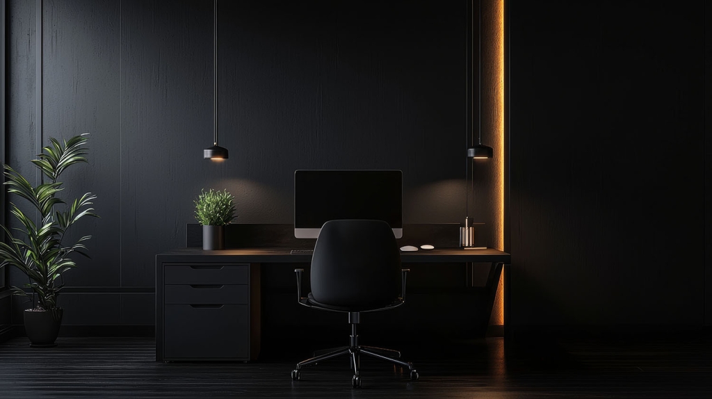 Modern Black Desk with Drawers