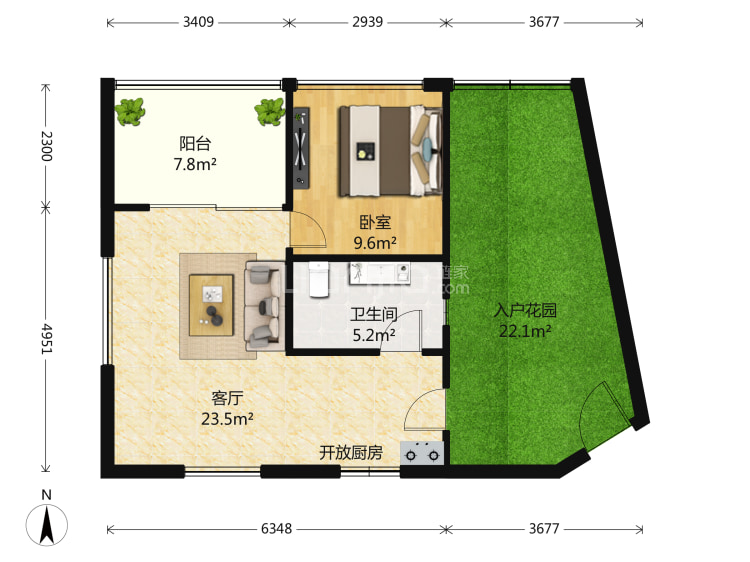 整租·趣园 2室2厅 西/西北/北