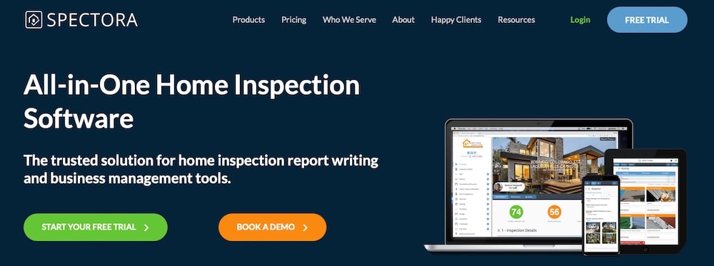 Ein Screenshot der Spectora Website.